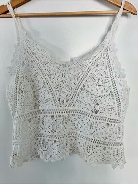 White Crochet Lace Camisole Top - Women